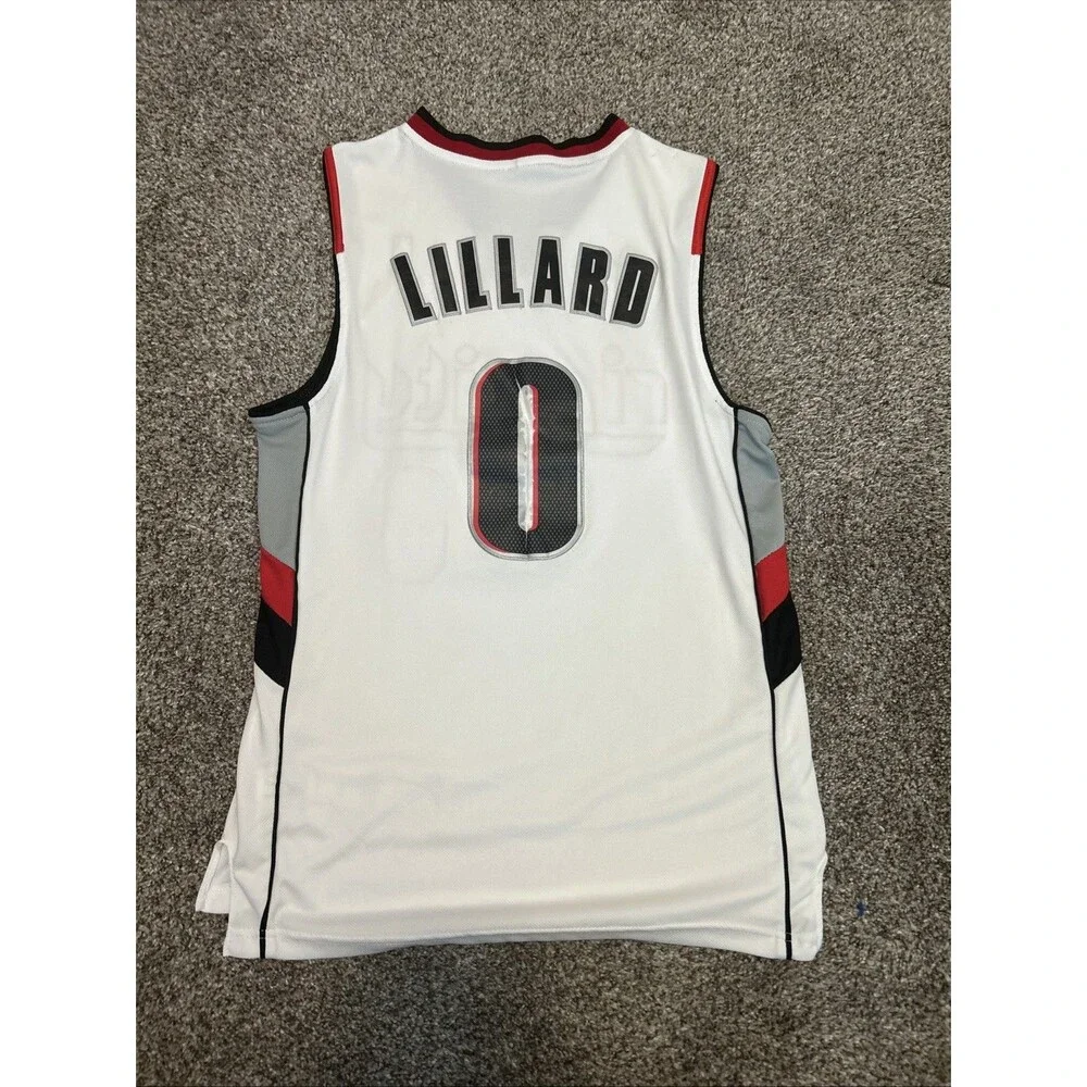 Rip City White Damian Lillard Basketball Portland Blazers Jersey Size S Adidas